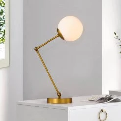 Laiba 20 in. 1-Light Indoor Aged Brass Table Lamp with Light Kit by Warehouse of Tiffany -Warehouse of Tiffany Shop aged brass warehouse of tiffany desk lamps mt51 1 1f 1000