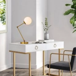 Laiba 20 in. 1-Light Indoor Aged Brass Table Lamp with Light Kit by Warehouse of Tiffany -Warehouse of Tiffany Shop aged brass warehouse of tiffany desk lamps mt51 1 31 1000