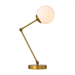 Laiba 20 in. 1-Light Indoor Aged Brass Table Lamp with Light Kit by Warehouse of Tiffany