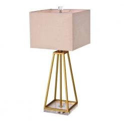 Abigale 27 in. 1-Light Indoor Aged Brass Table Lamp with Light Kit by Warehouse of Tiffany