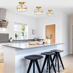 Byron 10 in. 1-Light Indoor Aged Brass Semi-Flush Mount Ceiling Light with Light Kit by Warehouse of Tiffany -Warehouse of Tiffany Shop aged brass warehouse of tiffany flush mount lights cm018 1agb 31 1000