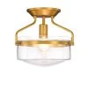 Byron 10 in. 1-Light Indoor Aged Brass Semi-Flush Mount Ceiling Light with Light Kit by Warehouse of Tiffany