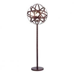 50-Inch Globen Aged Bronze Floor Lamp with Strap Band Globe Shade by Warehouse of Tiffany