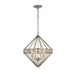 Mayne 18 in. 4-Light Indoor Aged Silver Finish Chandelier with Light Kit by Warehouse of Tiffany