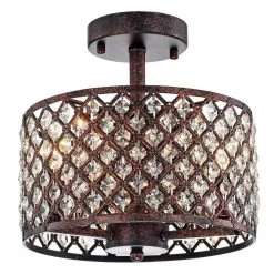 Thirdy 15 in. 3-Light Indoor Antique Black and Copper Finish Semi-Flush Mount Ceiling Light with Light Kit by Warehouse of Tiffany