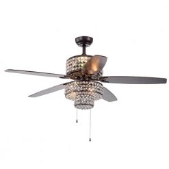 Tierna 52 in. Indoor Bronze Finish Hand Pull Chain Ceiling Fan with Light Kit by Warehouse of Tiffany