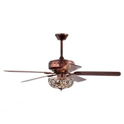 Jasiah 52 in. 3-Light Indoor Antique Copper Finish Ceiling Fan with Light Kit by Warehouse of Tiffany -Warehouse of Tiffany Shop antique copper warehouse of tiffany ceiling fans with lights ay09y09ac 4f 1000
