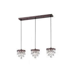 Jerri 60 in. 3-Light Indoor Antique Copper Island Pendant Light with Light Kit by Warehouse of Tiffany