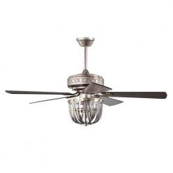 Emani 52 in. 3-Light Indoor Antique Silver Ceiling Fan with Light Kit and Remote by Warehouse of Tiffany