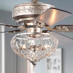 Kannon 52 in. 3-Light Indoor Antique Silver Finish Ceiling Fan with Light Kit by Warehouse of Tiffany