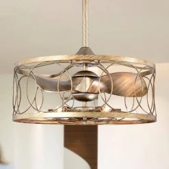 Aglae 25 in. 6-Light Indoor Antique Silver Finish Ceiling Fan with Light Kit and Remote by Warehouse of Tiffany