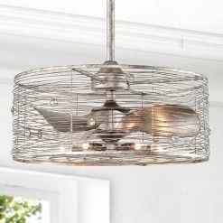 Terrance 23.8 in. 6-Light Indoor Antique Silver Finish Ceiling Fan with Light Kit and Remote by Warehouse of Tiffany