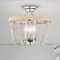 Marena 15 in. 3-Light Indoor Antique Silver Flush Mount Ceiling Light with Light Kit by Warehouse of Tiffany