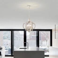 Photina 20 in. 4-Light Indoor Antique White Finish Semi-Flush Mount Chandelier with Light Kit by Warehouse of Tiffany -Warehouse of Tiffany Shop antique white warehouse of tiffany flush mount lights imp301e 6 31 1000