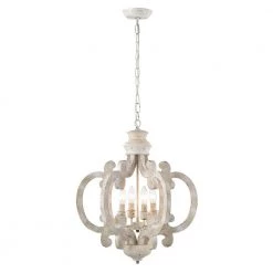 Photina 20 in. 4-Light Indoor Antique White Finish Semi-Flush Mount Chandelier with Light Kit by Warehouse of Tiffany -Warehouse of Tiffany Shop antique white warehouse of tiffany flush mount lights imp301e 6 4f 1000