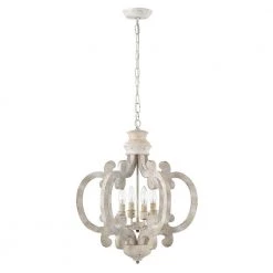 Photina 20 in. 4-Light Indoor Antique White Finish Semi-Flush Mount Chandelier with Light Kit by Warehouse of Tiffany -Warehouse of Tiffany Shop antique white warehouse of tiffany flush mount lights imp301e 6 c3 1000