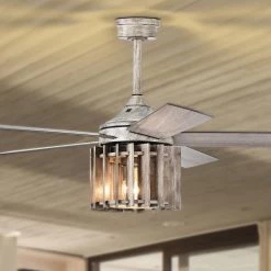 Olivia 52 in. 3-Light Indoor Beige Faux Wood Grain Finish Ceiling Fan with Light Kit by Warehouse of Tiffany