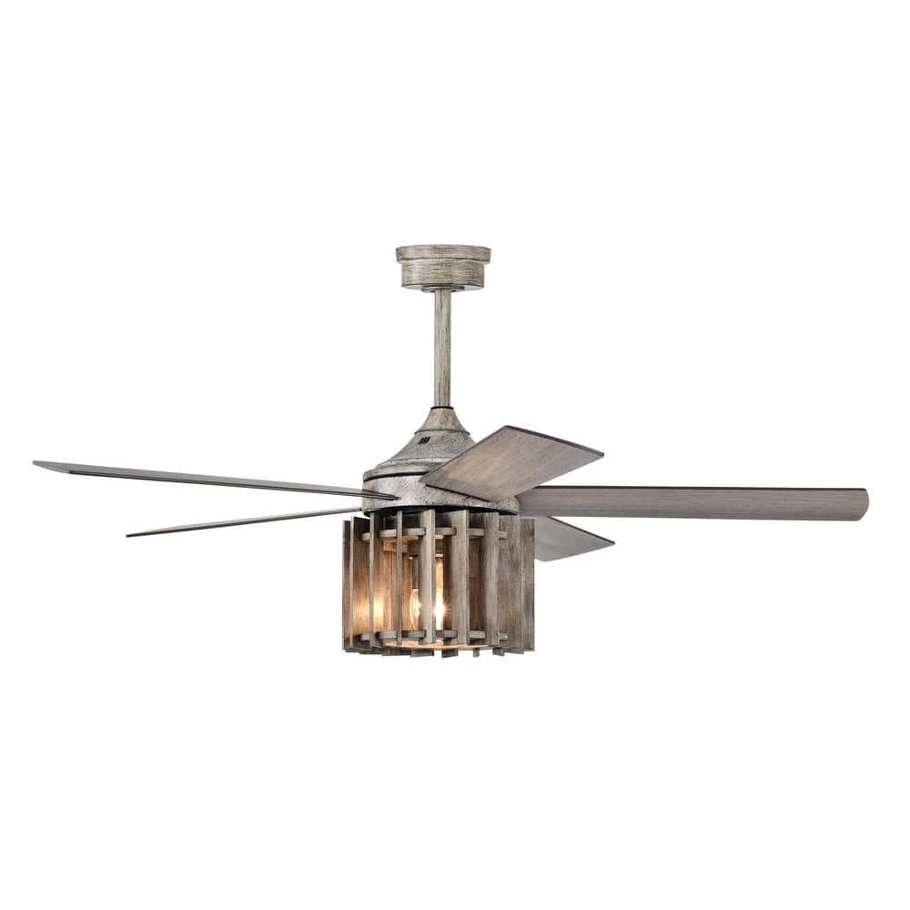Olivia 52 in. 3-Light Indoor Beige Faux Wood Grain Finish Ceiling Fan with Light Kit by Warehouse of Tiffany 6 Olivia 52 in. 3-Light Indoor Beige Faux Wood Grain Finish Ceiling Fan with Light Kit by Warehouse of Tiffany - Image 4