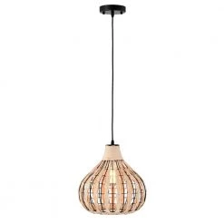 Zilpah 12 in. 1-Light Indoor Matte Black and Woven Rattan Finish Pendant with Light Kit by Warehouse of Tiffany -Warehouse of Tiffany Shop beige warehouse of tiffany chandeliers md57 1 4f 1000