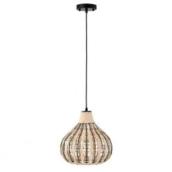 Zilpah 12 in. 1-Light Indoor Matte Black and Woven Rattan Finish Pendant with Light Kit by Warehouse of Tiffany -Warehouse of Tiffany Shop beige warehouse of tiffany chandeliers md57 1 c3 1000