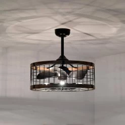 Selma 24.8 in. Indoor Black and Brown Ceiling Fan with Light Kit and Remote Included by Warehouse of Tiffany -Warehouse of Tiffany Shop black and brown warehouse of tiffany ceiling fans with lights dw01w10ib c3 1000