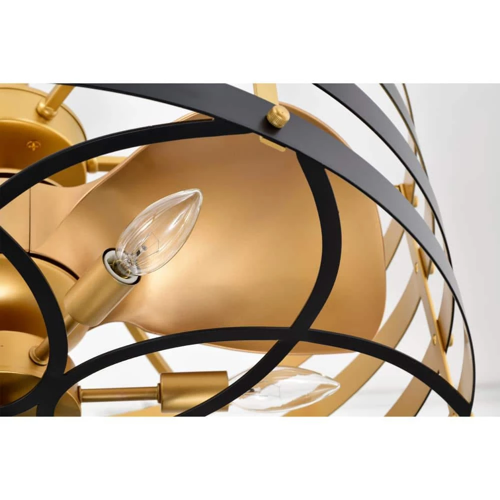 Ofra 24.6 in. Indoor Black and Gold Ceiling Fan with Light Kit and Remote Included by Warehouse of Tiffany 11 Ofra 24.6 in. Indoor Black and Gold Ceiling Fan with Light Kit and Remote Included by Warehouse of Tiffany - Image 9