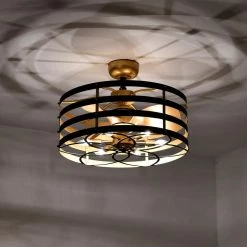 Ofra 24.6 in. Indoor Black and Gold Ceiling Fan with Light Kit and Remote Included by Warehouse of Tiffany 18 Ofra 24.6 in. Indoor Black and Gold Ceiling Fan with Light Kit and Remote Included by Warehouse of Tiffany -Warehouse of Tiffany Shop black and gold warehouse of tiffany ceiling fans with lights dw01w13bg c3 1000