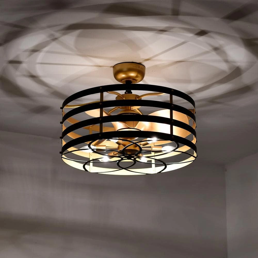 Ofra 24.6 in. Indoor Black and Gold Ceiling Fan with Light Kit and Remote Included by Warehouse of Tiffany 8 Ofra 24.6 in. Indoor Black and Gold Ceiling Fan with Light Kit and Remote Included by Warehouse of Tiffany - Image 6