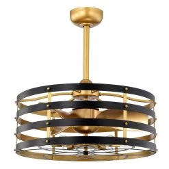 Ofra 24.6 in. Indoor Black and Gold Ceiling Fan with Light Kit and Remote Included by Warehouse of Tiffany 14 Ofra 24.6 in. Indoor Black and Gold Ceiling Fan with Light Kit and Remote Included by Warehouse of Tiffany -Warehouse of Tiffany Shop black and gold warehouse of tiffany ceiling fans with lights dw01w13bg e1 1000