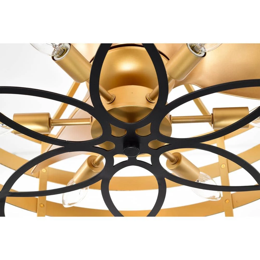 Ofra 24.6 in. Indoor Black and Gold Ceiling Fan with Light Kit and Remote Included by Warehouse of Tiffany 12 Ofra 24.6 in. Indoor Black and Gold Ceiling Fan with Light Kit and Remote Included by Warehouse of Tiffany - Image 10