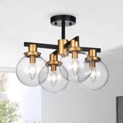 Tegan 17.5 in. 4-light Indoor Multi-Finish Flush Mount Chandelier by Warehouse of Tiffany -Warehouse of Tiffany Shop black and gold warehouse of tiffany chandeliers cm084 4 c3 1000