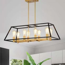 Jerry 14 in. 8-Light Indoor Black and Gold Chandelier with Light Kit by Warehouse of Tiffany -Warehouse of Tiffany Shop black and gold warehouse of tiffany chandeliers hm224 8bg 31 1000