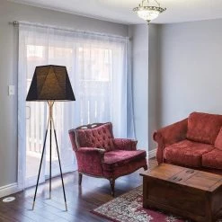 Brooke 65 in. 1-Light Black and Gold Indoor Floor Lamp with Light Kit by Warehouse of Tiffany -Warehouse of Tiffany Shop black and gold warehouse of tiffany floor lamps fl3019 31 1000