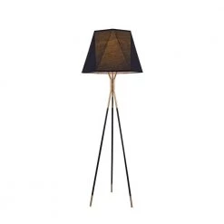 Brooke 65 in. 1-Light Black and Gold Indoor Floor Lamp with Light Kit by Warehouse of Tiffany
