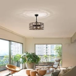 Alaina 24.6 in. Indoor Black and Brown Finish Ceiling Fan with Light Kit and Remote Included by Warehouse of Tiffany -Warehouse of Tiffany Shop black andbrown warehouse of tiffany ceiling fans with lights dw01w13ib 31 1000