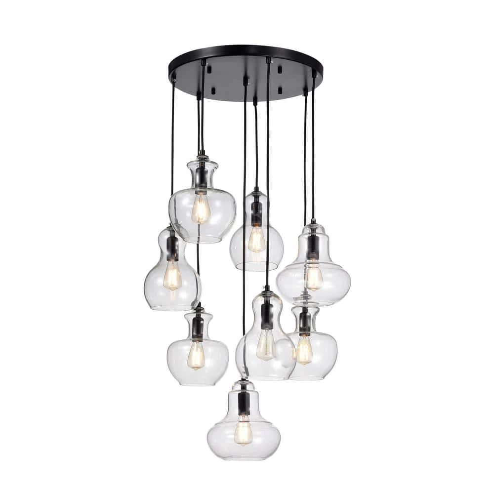 Beveen 8-Light Black Pendant by Warehouse of Tiffany 3 Beveen 8-Light Black Pendant by Warehouse of Tiffany
