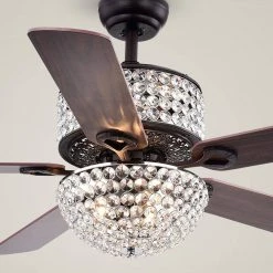 Laure 52 in. Black Indoor Remote Controlled Ceiling Fan with Light Kit by Warehouse of Tiffany -Warehouse of Tiffany Shop black warehouse of tiffany ceiling fans with lights cfl 8170remo bl c3 1000