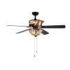 Orla 28 in. Black Indoor Hand Pull Chain Ceiling Fan with Light Kit by Warehouse of Tiffany -Warehouse of Tiffany Shop black warehouse of tiffany ceiling fans with lights cfl 8285bl 64 1000