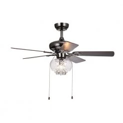Aequor 42 in. Black Indoor Hand Pull Chain Ceiling Fan with Light Kit by Warehouse of Tiffany
