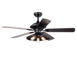 Upille 52 in. 3-Light Indoor Black Finish Ceiling Fan with Light Kit by Warehouse of Tiffany -Warehouse of Tiffany Shop black warehouse of tiffany ceiling fans with lights cfl 8308 c3 1000