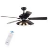 Upille 52 in. Matte Black Remote Controlled Ceiling Fan with Light Kit by Warehouse of Tiffany -Warehouse of Tiffany Shop black warehouse of tiffany ceiling fans with lights cfl 8308remo bl 64 1000