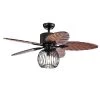 Aguano 48 in. Indoor Black Finish Remote Controlled Ceiling Fan with Light Kit by Warehouse of Tiffany