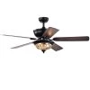 Micago 52 in. Black Indoor Remote Controlled Ceiling Fan with Light Kit by Warehouse of Tiffany -Warehouse of Tiffany Shop black warehouse of tiffany ceiling fans with lights cfl 8420remo fb 64 1000