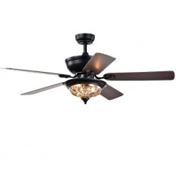 Micago 52 in. Black Indoor Remote Controlled Ceiling Fan with Light Kit by Warehouse of Tiffany