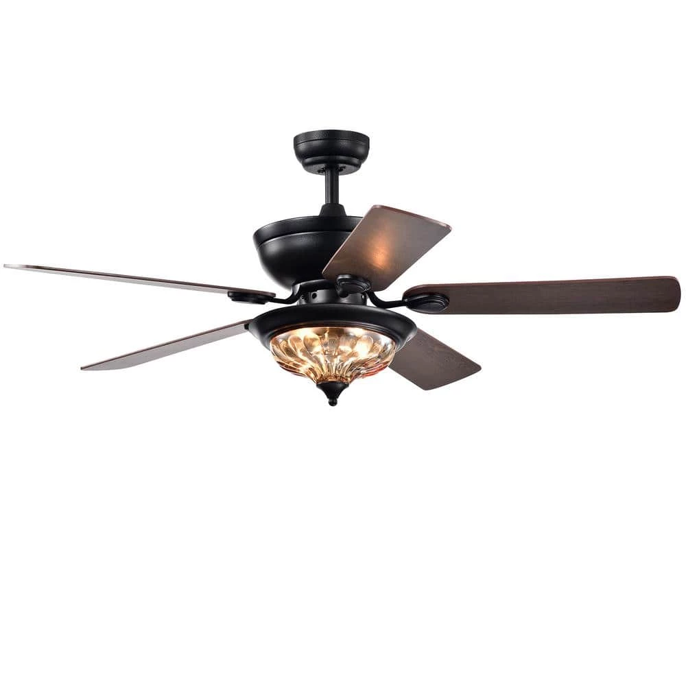 Micago 52 in. Black Indoor Remote Controlled Ceiling Fan with Light Kit by Warehouse of Tiffany 3 Micago 52 in. Black Indoor Remote Controlled Ceiling Fan with Light Kit by Warehouse of Tiffany