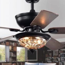 Micago 52 in. Black Indoor Remote Controlled Ceiling Fan with Light Kit by Warehouse of Tiffany 7 Micago 52 in. Black Indoor Remote Controlled Ceiling Fan with Light Kit by Warehouse of Tiffany -Warehouse of Tiffany Shop black warehouse of tiffany ceiling fans with lights cfl 8420remo fb c3 1000