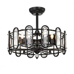 Lyan 26 in. Black Indoor Remote Controlled Fandelier with Light Kit by Warehouse of Tiffany