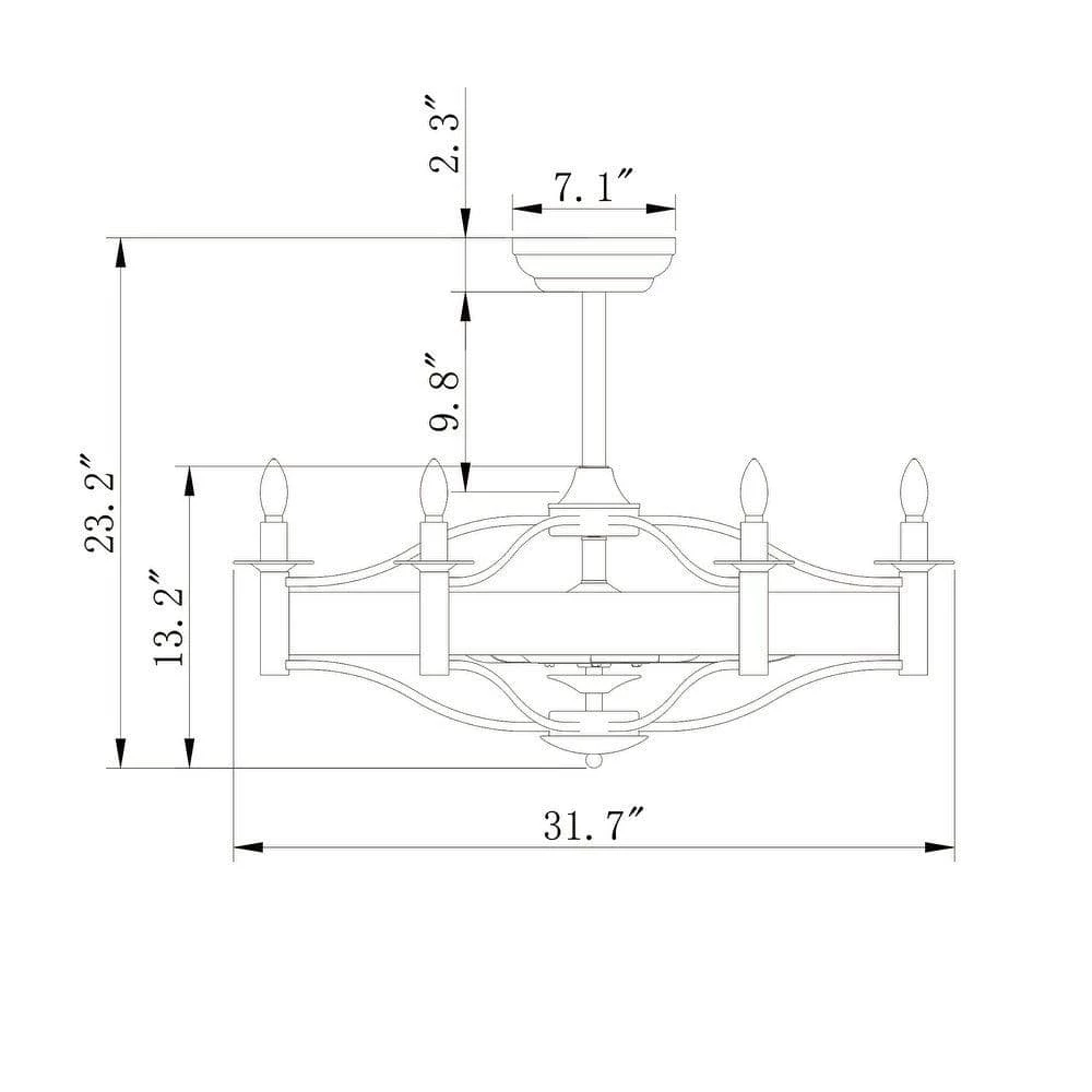 Maysen 32 in. 6-Light Indoor Black Remote Controlled Fandelier Ceiling Fan with Light Kit by Warehouse of Tiffany 5 Maysen 32 in. 6-Light Indoor Black Remote Controlled Fandelier Ceiling Fan with Light Kit by Warehouse of Tiffany - Image 3