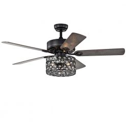 Annacaey 52 in. 3-Light Indoor Black Remote Controlled Ceiling Fan with Light Kit by Warehouse of Tiffany