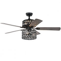 Haze 52 in. Black Indoor Remote Controlled Ceiling Fan with Light Kit by Warehouse of Tiffany